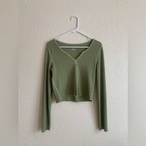 Olive green American Eagle Thermal Tee